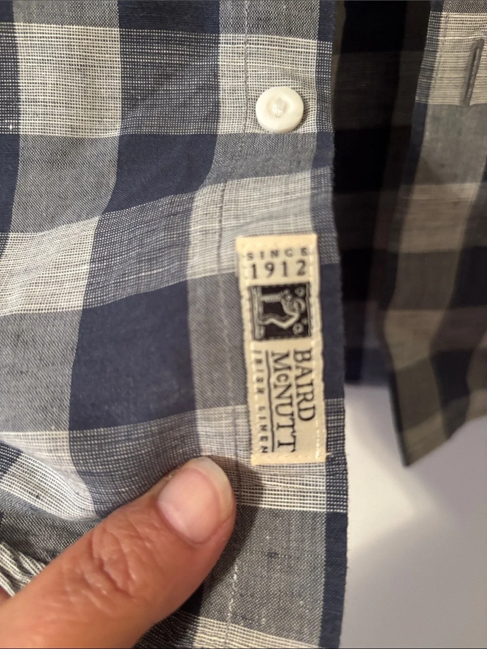 J. Crew Baird McNutt Irish Linen Slim Fit Blue/Gray Plaid Button-Down Shirt M